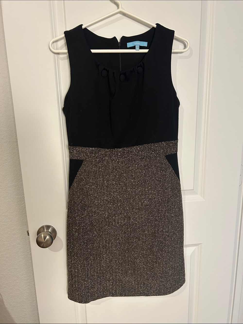 whish Black & Brown Tweed Midi Sheath Dress
